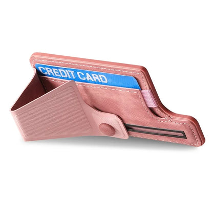 KB-45 Stick-On Card Holder K-Shaped Slide Kickstand Leather Card Bag Cross Texture