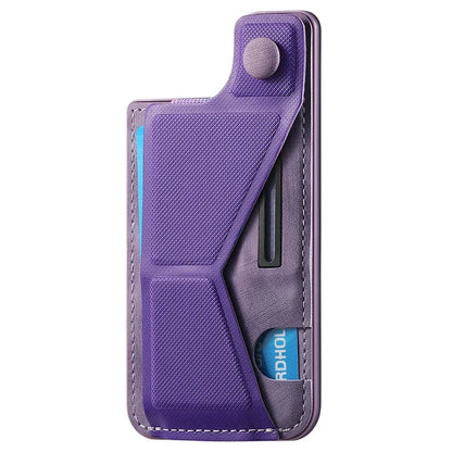 KB-45 Stick-On Card Holder K-Shaped Slide Kickstand Leather Card Bag Cross Texture