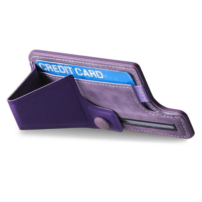 KB-45 Stick-On Card Holder K-Shaped Slide Kickstand Leather Card Bag Cross Texture