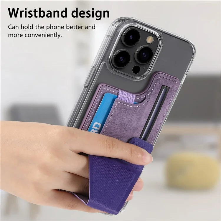 KB-45 Stick-On Card Holder K-Shaped Slide Kickstand Leather Card Bag Cross Texture