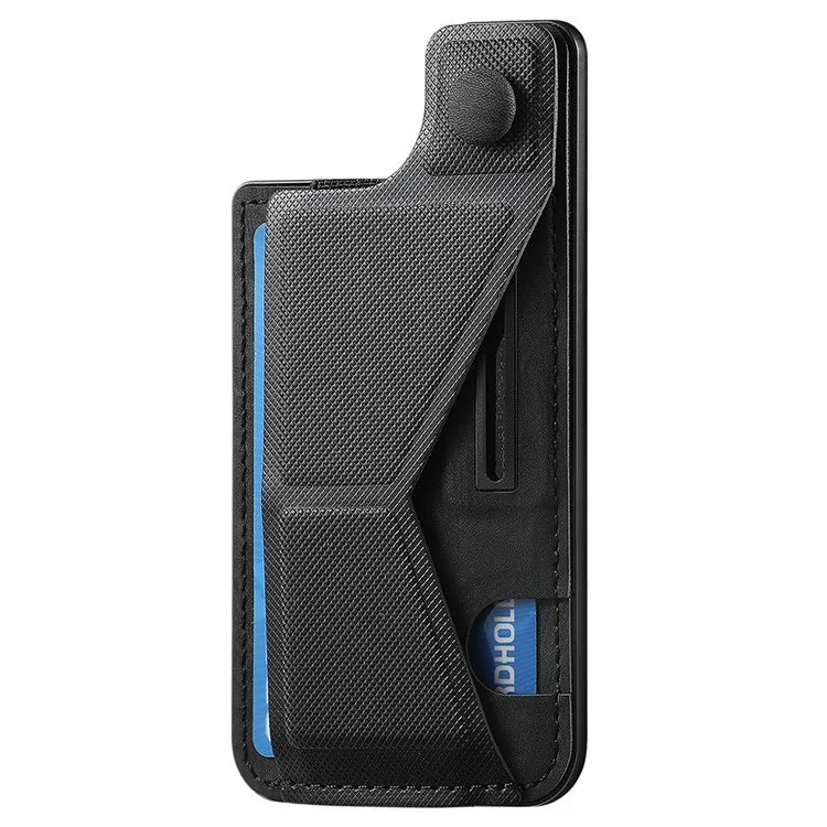 KB-45 Stick-On Card Holder K-Shaped Slide Kickstand Leather Card Bag Cross Texture