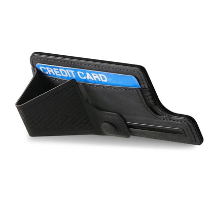 KB-45 Stick-On Card Holder K-Shaped Slide Kickstand Leather Card Bag Cross Texture