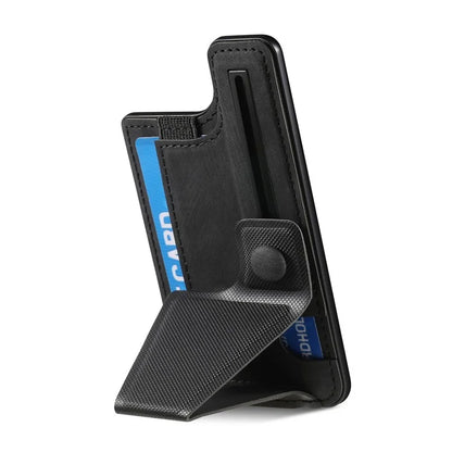 KB-45 Stick-On Card Holder K-Shaped Slide Kickstand Leather Card Bag Cross Texture