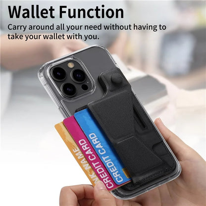 KB-45 Stick-On Card Holder K-Shaped Slide Kickstand Leather Card Bag Cross Texture