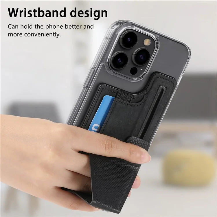 KB-45 Stick-On Card Holder K-Shaped Slide Kickstand Leather Card Bag Cross Texture