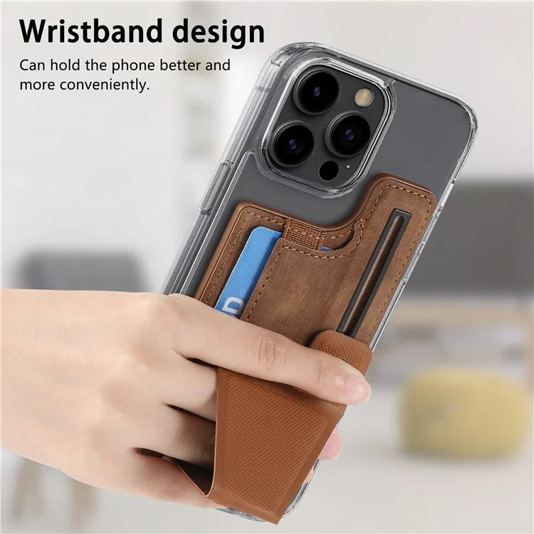 KB-45 Stick-On Card Holder K-Shaped Slide Kickstand Leather Card Bag Cross Texture
