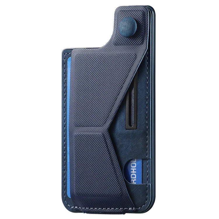 KB-45 Stick-On Card Holder K-Shaped Slide Kickstand Leather Card Bag Cross Texture