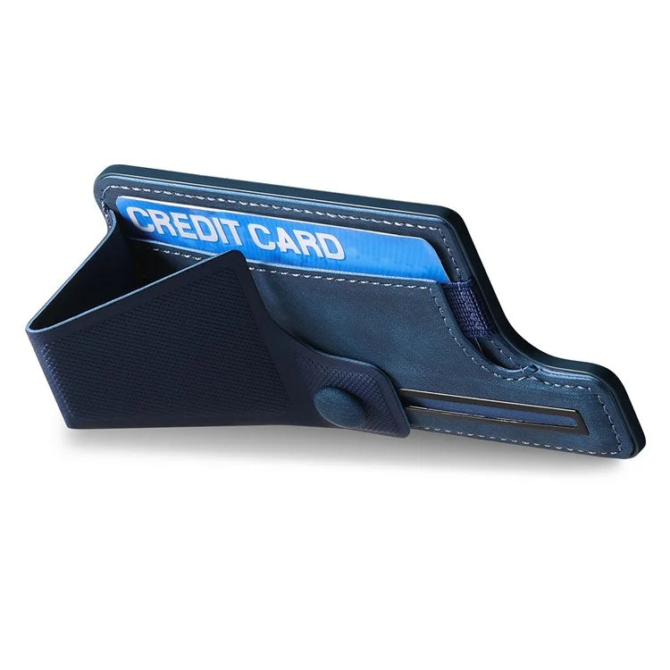 KB-45 Stick-On Card Holder K-Shaped Slide Kickstand Leather Card Bag Cross Texture