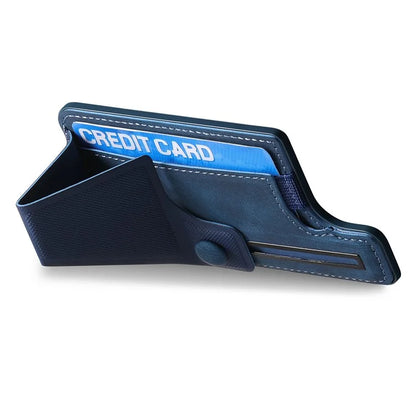 KB-45 Stick-On Card Holder K-Shaped Slide Kickstand Leather Card Bag Cross Texture