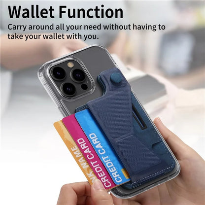 KB-45 Stick-On Card Holder K-Shaped Slide Kickstand Leather Card Bag Cross Texture