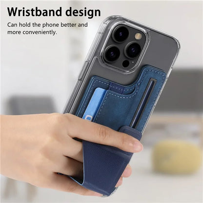 KB-45 Stick-On Card Holder K-Shaped Slide Kickstand Leather Card Bag Cross Texture