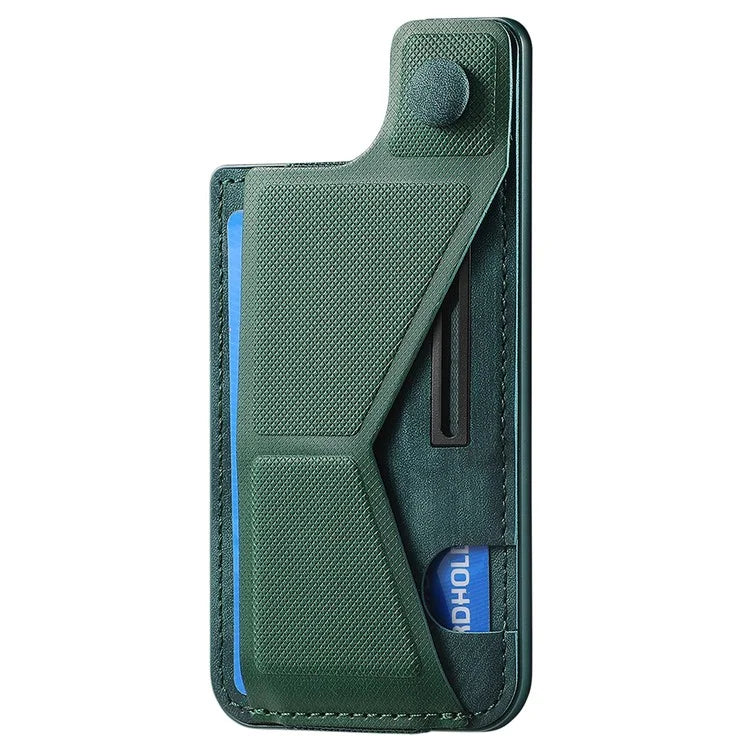 KB-45 Stick-On Card Holder K-Shaped Slide Kickstand Leather Card Bag Cross Texture