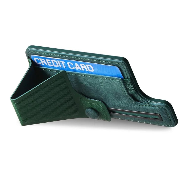 KB-45 Stick-On Card Holder K-Shaped Slide Kickstand Leather Card Bag Cross Texture