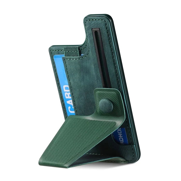 KB-45 Stick-On Card Holder K-Shaped Slide Kickstand Leather Card Bag Cross Texture