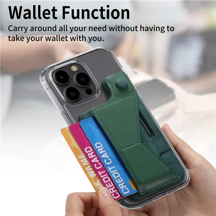 KB-45 Stick-On Card Holder K-Shaped Slide Kickstand Leather Card Bag Cross Texture