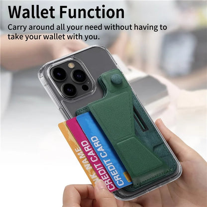 KB-45 Stick-On Card Holder K-Shaped Slide Kickstand Leather Card Bag Cross Texture