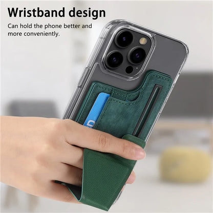 KB-45 Stick-On Card Holder K-Shaped Slide Kickstand Leather Card Bag Cross Texture