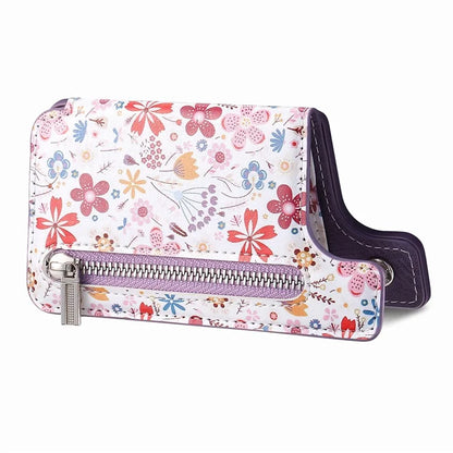 KB-32 Stick-On Card Holder Kickstand Pattern Leather Zipper Card Bag RFID Blocking