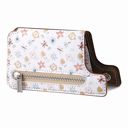 KB-32 Stick-On Card Holder Kickstand Pattern Leather Zipper Card Bag RFID Blocking