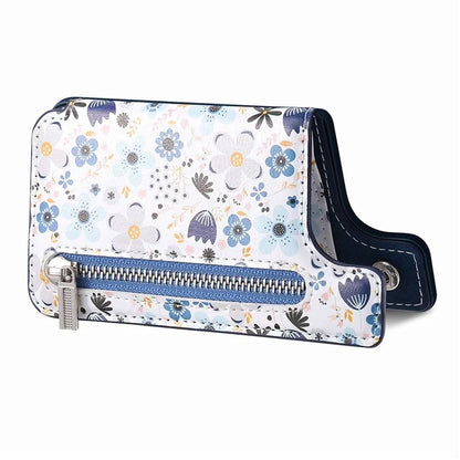 KB-32 Stick-On Card Holder Kickstand Pattern Leather Zipper Card Bag RFID Blocking