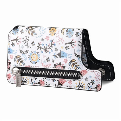 KB-32 Stick-On Card Holder Kickstand Pattern Leather Zipper Card Bag RFID Blocking