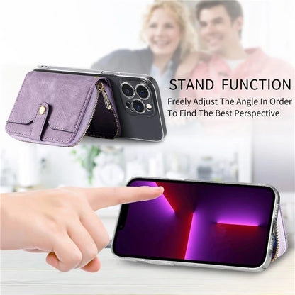 KB-37 Leather Credit Card Holder Adhesive Pouch Kickstand Card Bag with Long Strap