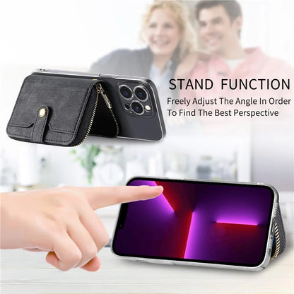 KB-37 Leather Credit Card Holder Adhesive Pouch Kickstand Card Bag with Long Strap