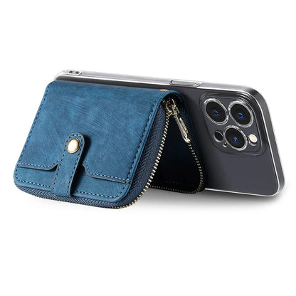 KB-37 Leather Credit Card Holder Adhesive Pouch Kickstand Card Bag with Long Strap