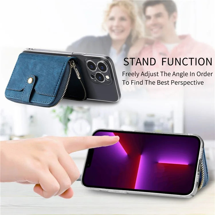 KB-37 Leather Credit Card Holder Adhesive Pouch Kickstand Card Bag with Long Strap