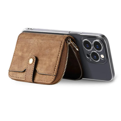 KB-37 Leather Credit Card Holder Adhesive Pouch Kickstand Card Bag with Long Strap