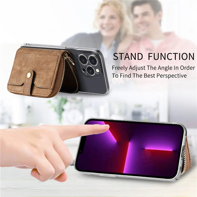 KB-37 Leather Credit Card Holder Adhesive Pouch Kickstand Card Bag with Long Strap