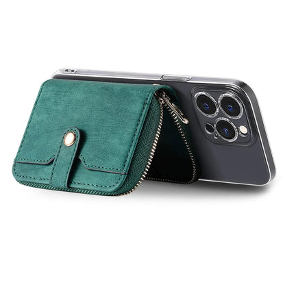 KB-37 Leather Credit Card Holder Adhesive Pouch Kickstand Card Bag with Long Strap