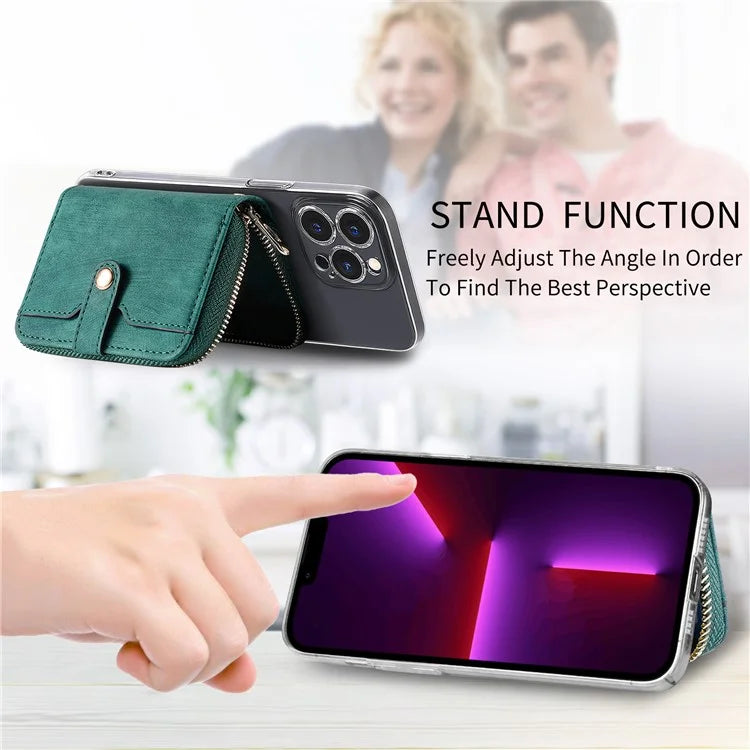 KB-37 Leather Credit Card Holder Adhesive Pouch Kickstand Card Bag with Long Strap