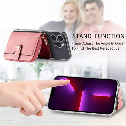 KB-37 Leather Credit Card Holder Adhesive Pouch Kickstand Card Bag with Long Strap