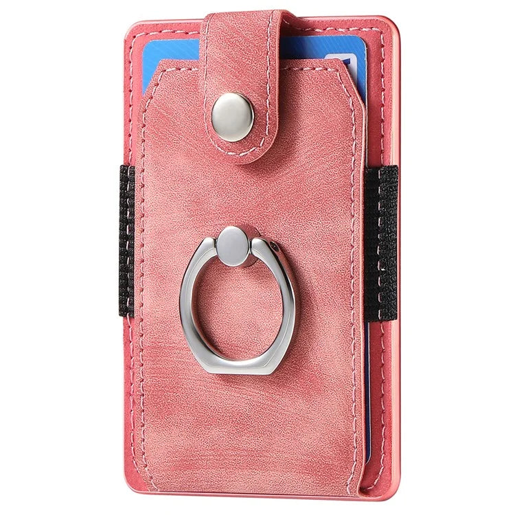 KB-43 Retro Card Holder Adhesive Pouch Finger Grip Kickstand Card Bag Sleeve