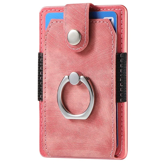 KB-43 Retro Card Holder Adhesive Pouch Finger Grip Kickstand Card Bag Sleeve