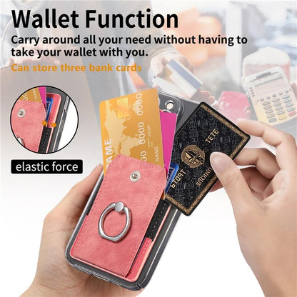 KB-43 Retro Card Holder Adhesive Pouch Finger Grip Kickstand Card Bag Sleeve