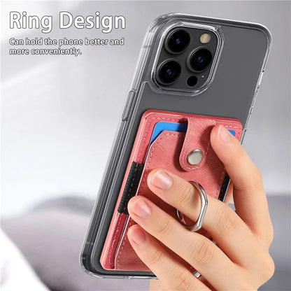 KB-43 Retro Card Holder Adhesive Pouch Finger Grip Kickstand Card Bag Sleeve