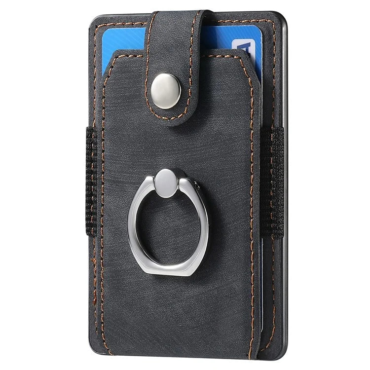 KB-43 Retro Card Holder Adhesive Pouch Finger Grip Kickstand Card Bag Sleeve
