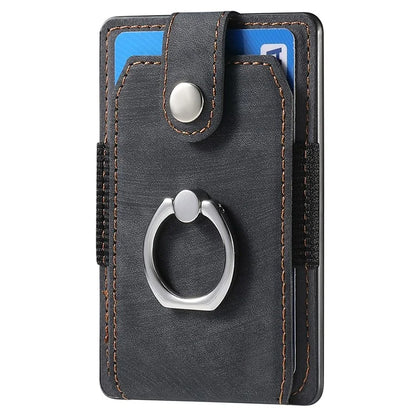 KB-43 Retro Card Holder Adhesive Pouch Finger Grip Kickstand Card Bag Sleeve