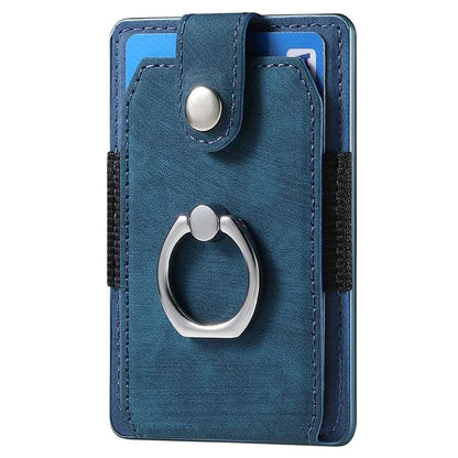 KB-43 Retro Card Holder Adhesive Pouch Finger Grip Kickstand Card Bag Sleeve