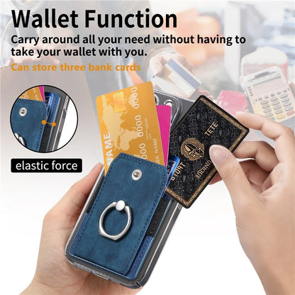 KB-43 Retro Card Holder Adhesive Pouch Finger Grip Kickstand Card Bag Sleeve