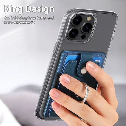 KB-43 Retro Card Holder Adhesive Pouch Finger Grip Kickstand Card Bag Sleeve