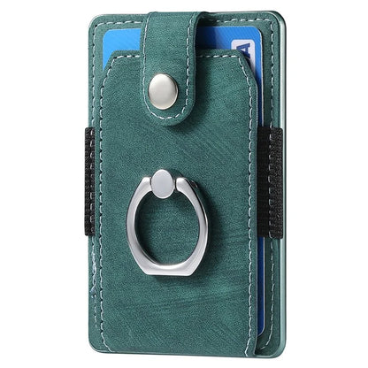 KB-43 Retro Card Holder Adhesive Pouch Finger Grip Kickstand Card Bag Sleeve