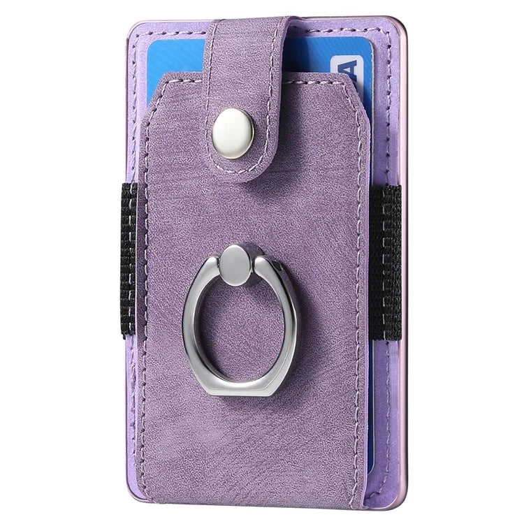 KB-43 Retro Card Holder Adhesive Pouch Finger Grip Kickstand Card Bag Sleeve