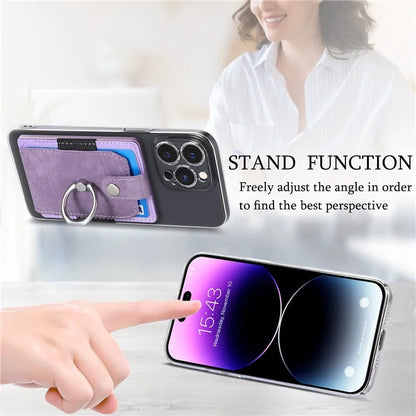 KB-43 Retro Card Holder Adhesive Pouch Finger Grip Kickstand Card Bag Sleeve