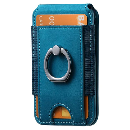KB-61 Card Holder Adhesive Ring Kickstand Skin-Touch Leather Card Bag Sleeve Pouch