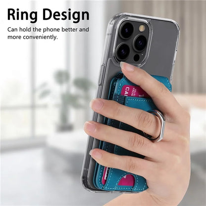 KB-61 Card Holder Adhesive Ring Kickstand Skin-Touch Leather Card Bag Sleeve Pouch