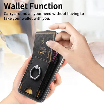 KB-61 Card Holder Adhesive Ring Kickstand Skin-Touch Leather Card Bag Sleeve Pouch