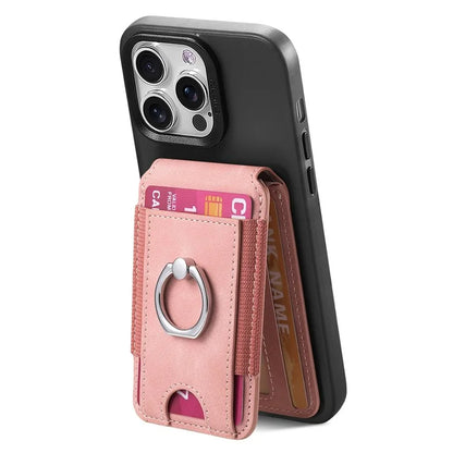 KB-61 Card Holder Adhesive Ring Kickstand Skin-Touch Leather Card Bag Sleeve Pouch